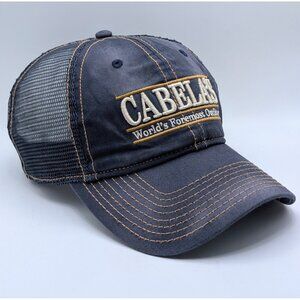 Cabelas Worlds Foremost Outfitters Snapback Mesh Blue Faded Hunting Outdoors Hat